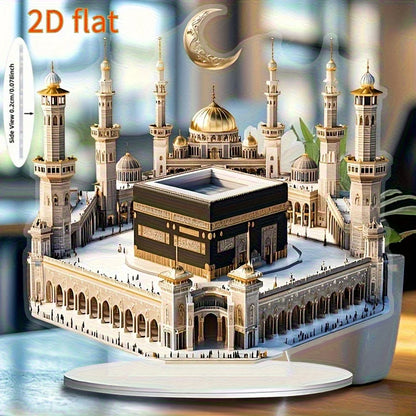 1Pcs Acrylic Mosque Model Desktop Decoration for Eid Al Fitr and Ramadan Home Decoration Desktop Party Decoration Supplies