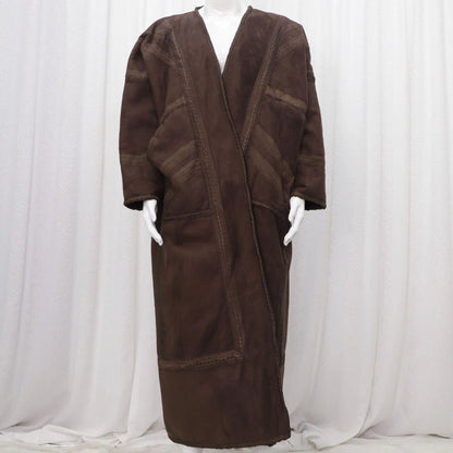 Wholesale Men's Scalp Abaya Men Winter Fur Thicken Suede Men's Robe Cardigan Bisht Muslim Coat Fleece Warm Islam Clothing