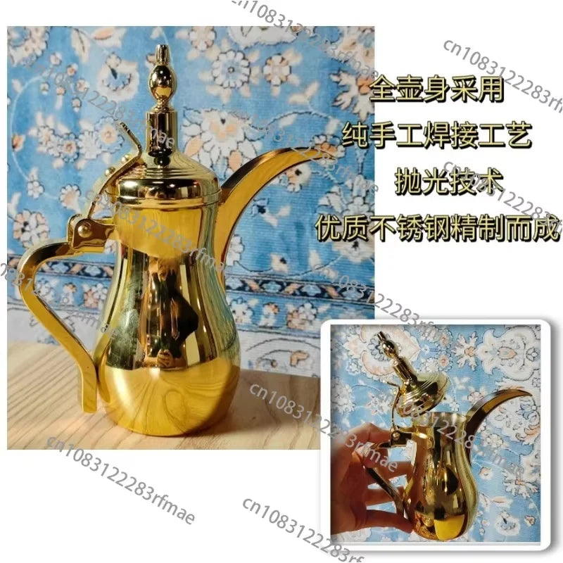 Long-mouthed Tea Kettle, Portable Coffee Maker 500/700/1000ML  Arabic Coffee Kettle, Golden Silver Coffee Pots, Narrow Teapot