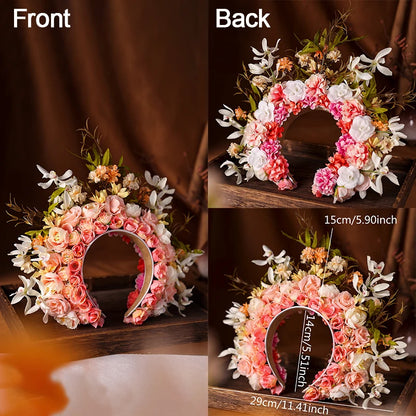Women Head-Dress Colorful Flower Headband Hair Wreath Wedding Party Costume Headpiece for Bridal Women Fashion Hair Accessory
