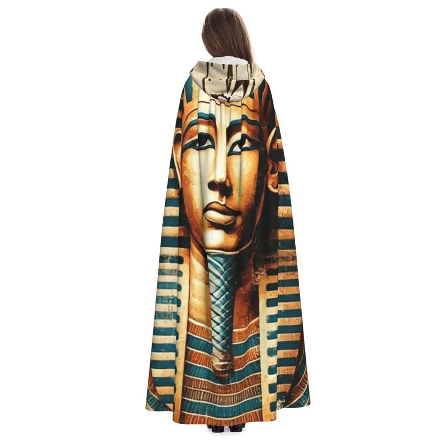 Pharaoh Golden Crown Hooded Cape – Egyptian Cosplay Cloak for Adults
