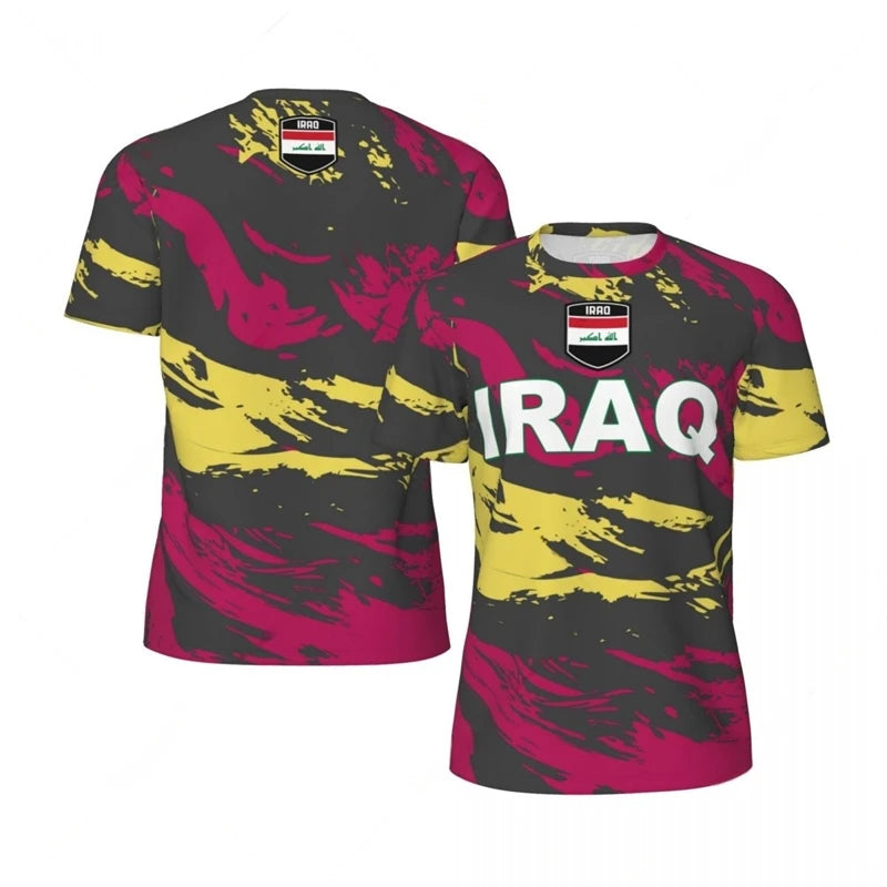 Iraq Flag Graphic Mens Football Jersey Fashion National Emblem 3D Printed Sports T Shirt Casual Oversized Breathable Tees Tops