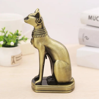 Vintage Metal Egyptian Cat Statue – Retro Bastet Decor for Home & Wine Cabinet