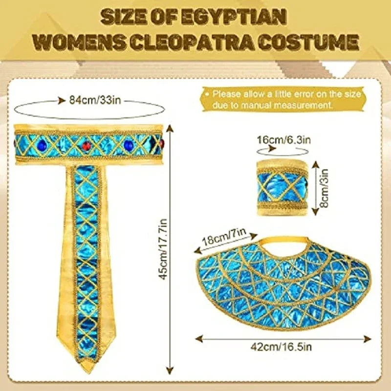 Pharaoh Costume Accessory Set – Egyptian King Belt, Collar & Wristbands for Men
