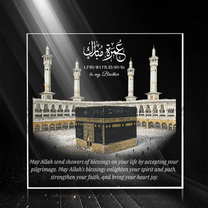 Acrylic Umrah Mubarak Sign 2D, Islamic Hajj Gift Party Decoration, Wedding Quran Verse Memento for Ramadan, No Power Desk Stand