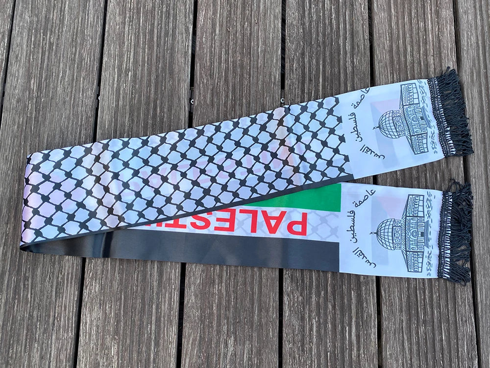 xvggdg   14*130cm   Palestine flag Custom Scarf palestine national day Scarf Printing Satin Palestinian Scarf
