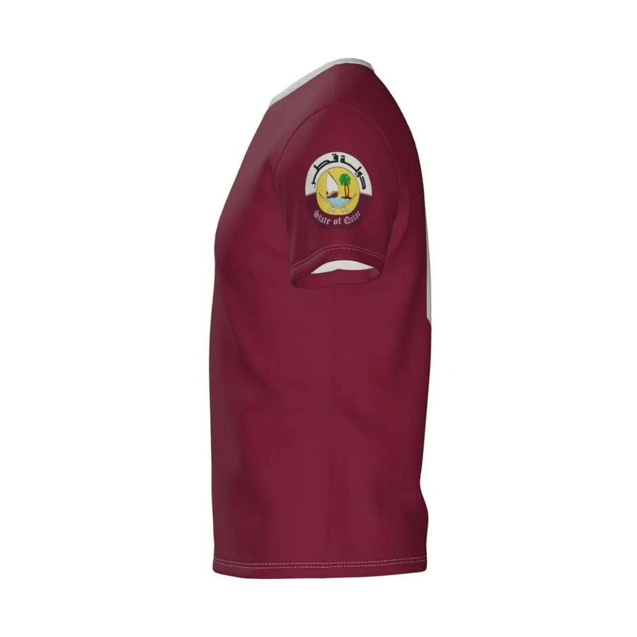 Qatar Flag Emblem T-Shirt – Men's Soccer Fan Tee, National Team Jersey