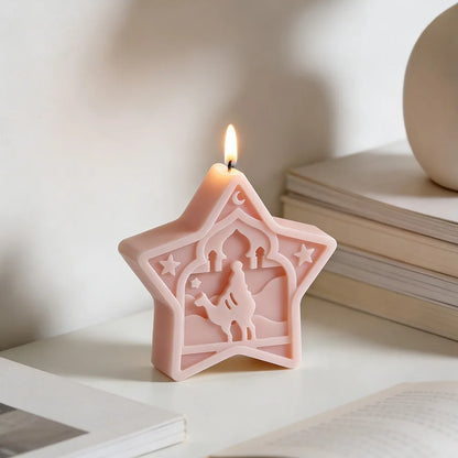 Arabic Star Moon Relief Candle Mold Islamic Mosque Camel Silicone Mold for DIY Gypsum Soap Candle Making Middle Eastern Decor