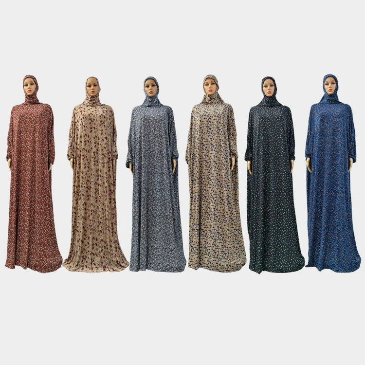 Middle East Prayer Burqa Dress Women Muslim Islamic Full Cover Overhead  Abaya Worship Robe Hooded Gown Vestdios Random
