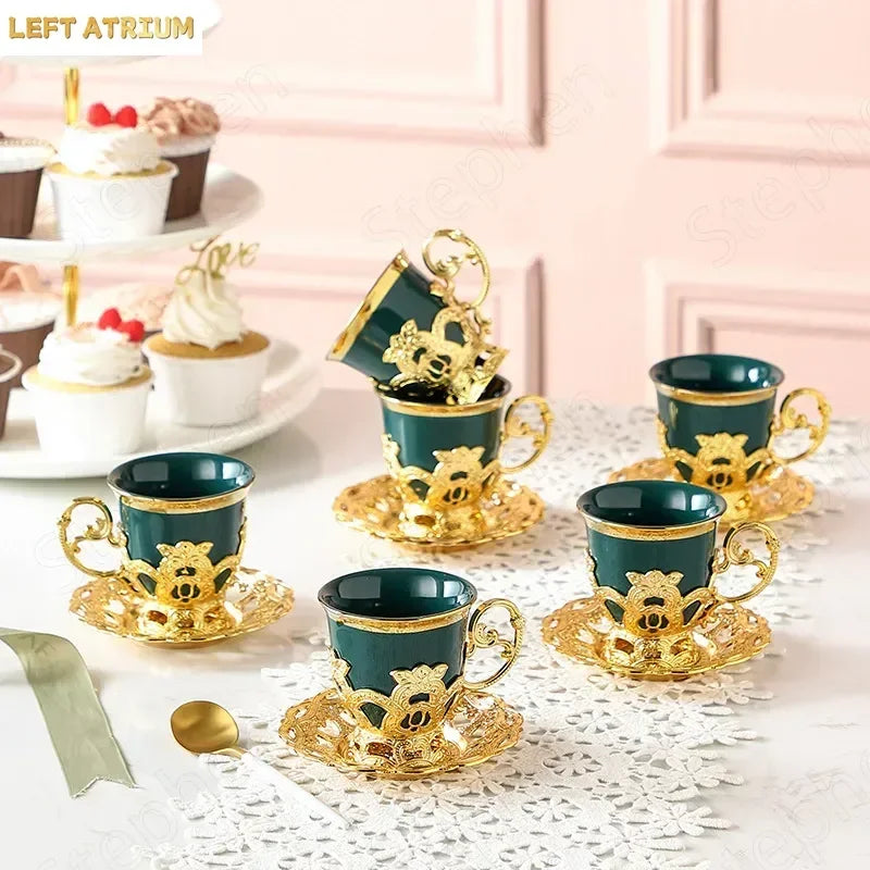 Gilded Finjan – Golden Border Turkish Coffee Cups with Saucers