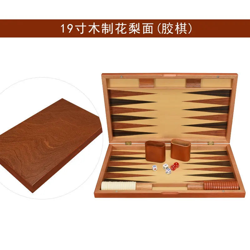 11/13/15/17/19 Inch Wooden Backgammon Set - Classic Board Game for Home & Party Entertainment