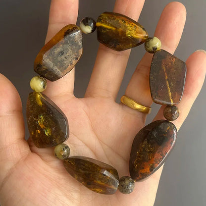 Insect Amber Bracelets Women Men Gift Unique Special Baltic Stone Natural Beads Flyings Faceted Plant Amber Jewelry Supplier