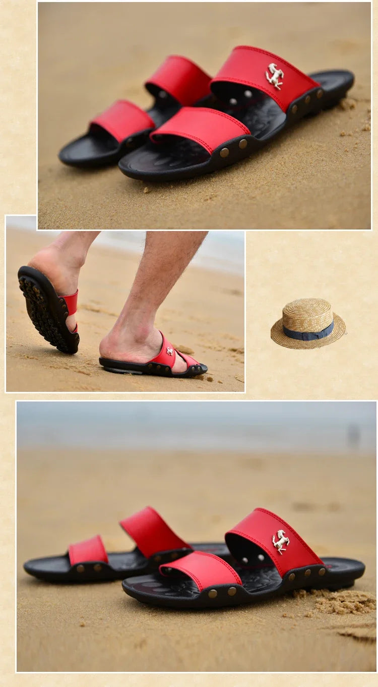 Casual Famous Brand Men Sandals outdoor Shoes Breathable Slippers Summer Flip Flops Beach Men Shoes Leather Sandalias Zapatos Ho