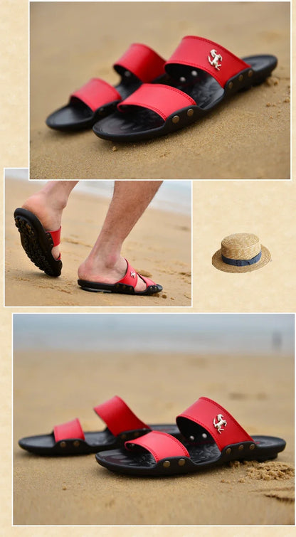 Casual Famous Brand Men Sandals outdoor Shoes Breathable Slippers Summer Flip Flops Beach Men Shoes Leather Sandalias Zapatos Ho