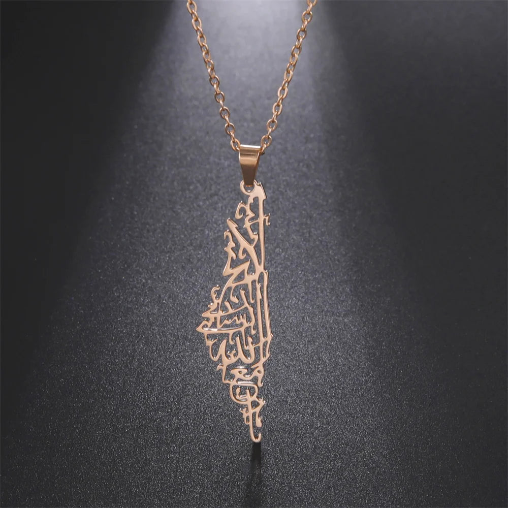 My Shape Palestine Map Pendant Necklaces for Women Men Stainless Steel Hollow Map Necklace Choker Chain Male Jewelry Wholesale