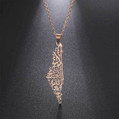 My Shape Palestine Map Pendant Necklaces for Women Men Stainless Steel Hollow Map Necklace Choker Chain Male Jewelry Wholesale