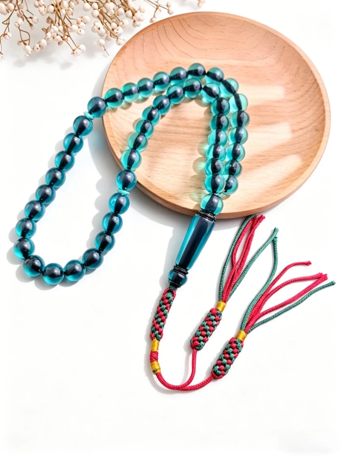 Handmade Mixed Color Tassel Islamic Tasbih 45 Transparent Beads Middle Eastern Prayer Beads