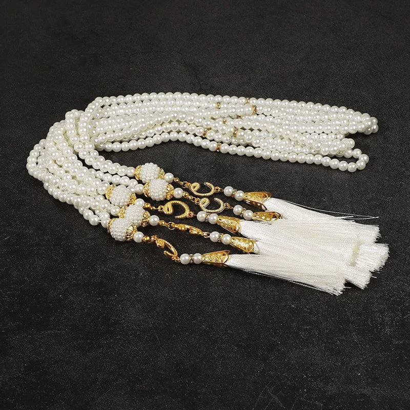 5-20Pcs Muslim Prayer Beads Islamic 99 Pearls Charm Bracelets with Tassel 2026 Eid Mubarak Ramadan Festival Gift Home Decoration