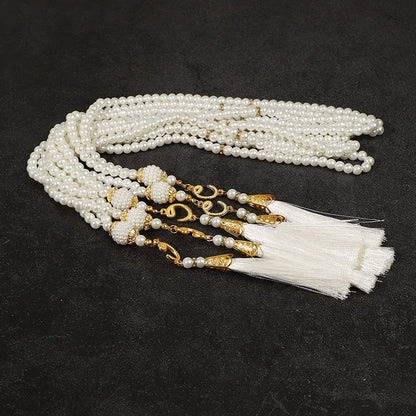 5-20Pcs Muslim Prayer Beads Islamic 99 Pearls Charm Bracelets with Tassel 2026 Eid Mubarak Ramadan Festival Gift Home Decoration