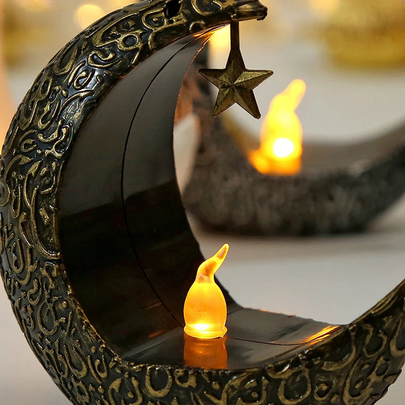 Ramadan Led Candlestick Star Moon Light Ornaments Eid Mubarak Home Decoration Islamic Muslim Party Gift Ramadan  2025