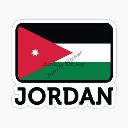 Jordan Flag Emblem Stickers – Waterproof PVC Decals for Car, Laptop & Helmet