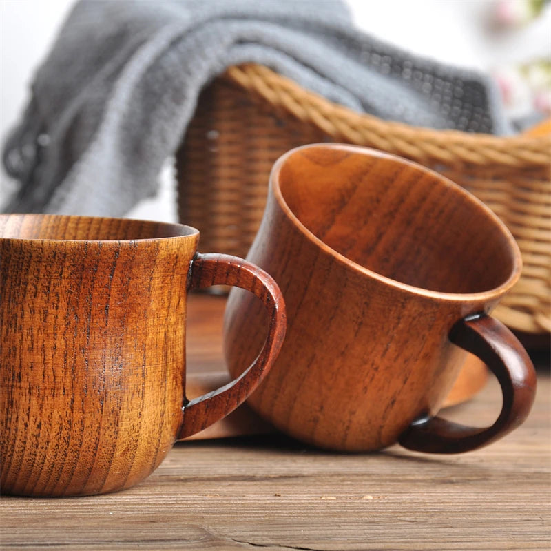 Handmade Spruce Wood Cups – Natural Big Belly Mug for Tea, Coffee & Milk