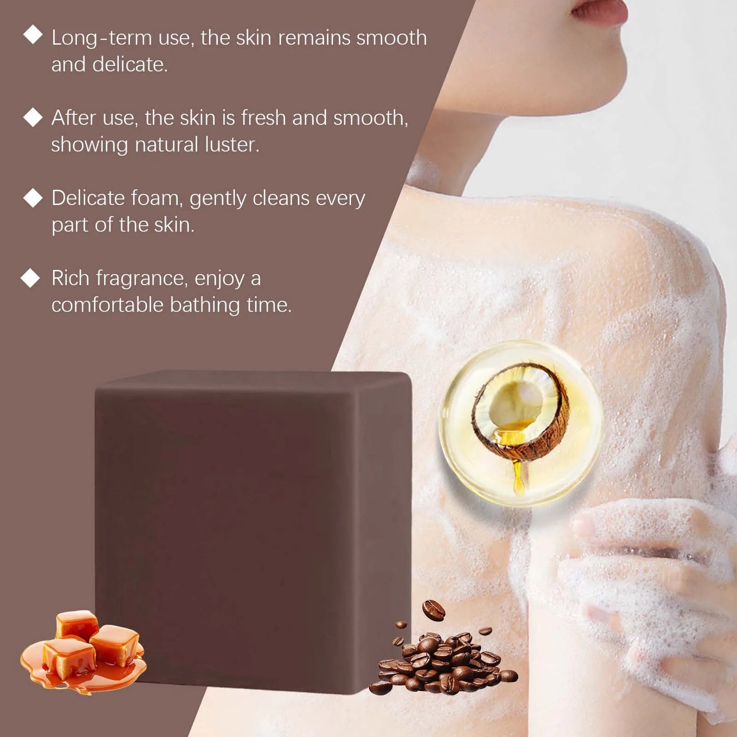 Coffee Skin-Nourishing Essential Oil Soap: Moisturizing, Water-Locking, Soothing for Sensitive Skin, with Rich & Dense Lather an