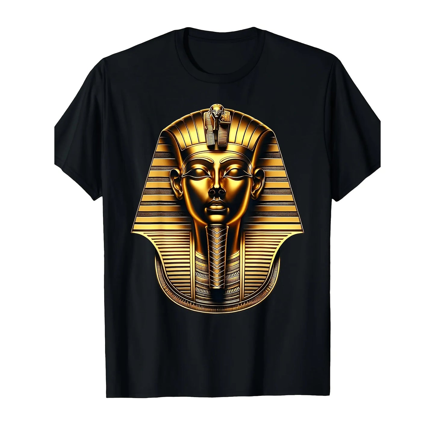 Tutankhamun Golden Mask T-Shirt – Men's Egyptian Pharaoh Print Casual Tee