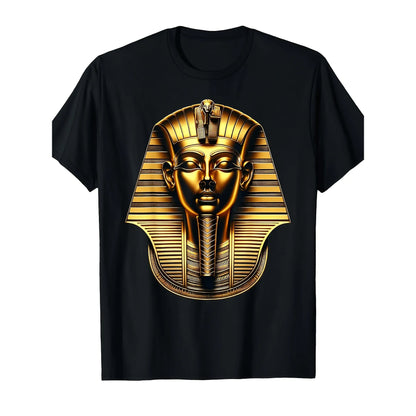 Tutankhamun Golden Mask T-Shirt – Men's Egyptian Pharaoh Print Casual Tee