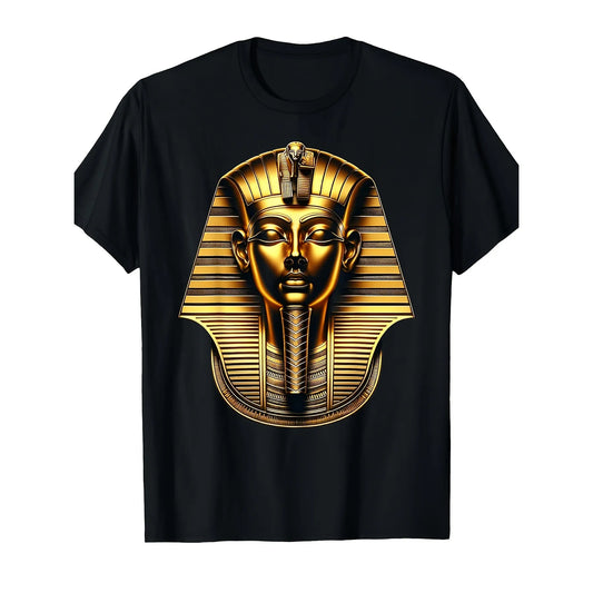 Tutankhamun Golden Mask T-Shirt – Men's Egyptian Pharaoh Print Casual Tee