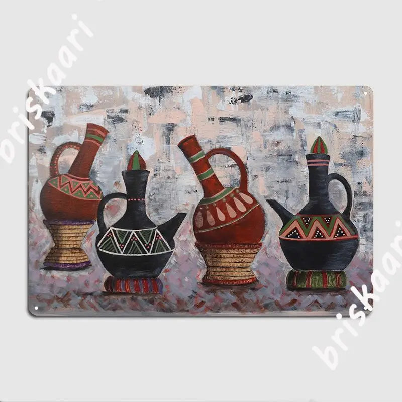 Ethiopian Patterns Metal Signs Wall Mural Customize Ethiopian Cultural Colorful Traditional Habesha Art Work Tin sign Posters