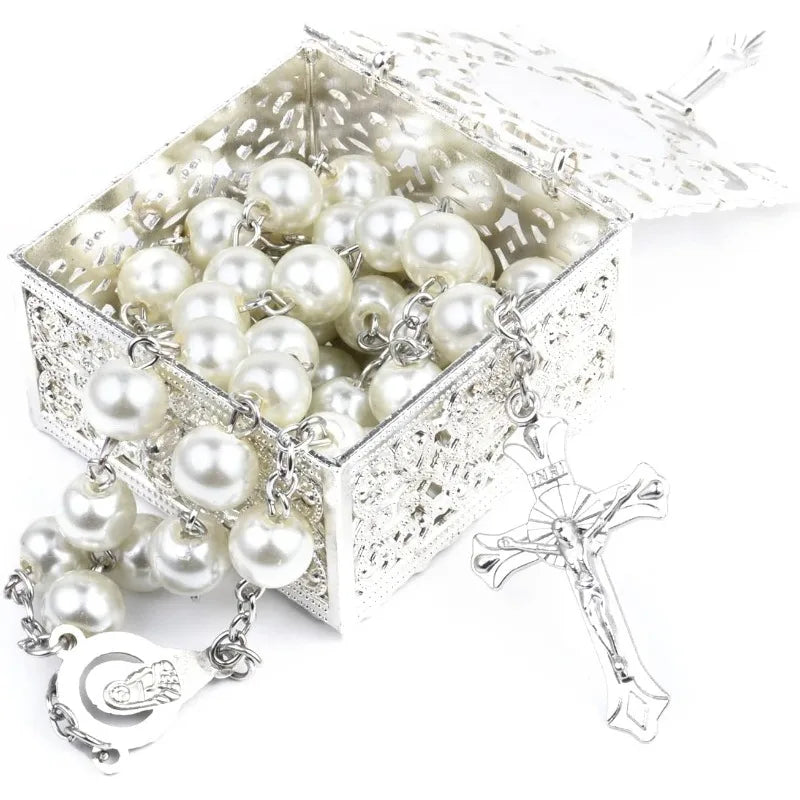 Rosary Necklace Rosary Beads Rosary Beads Catholic for Pack in Holy Cup Metal Gift Box First Communion Rosary