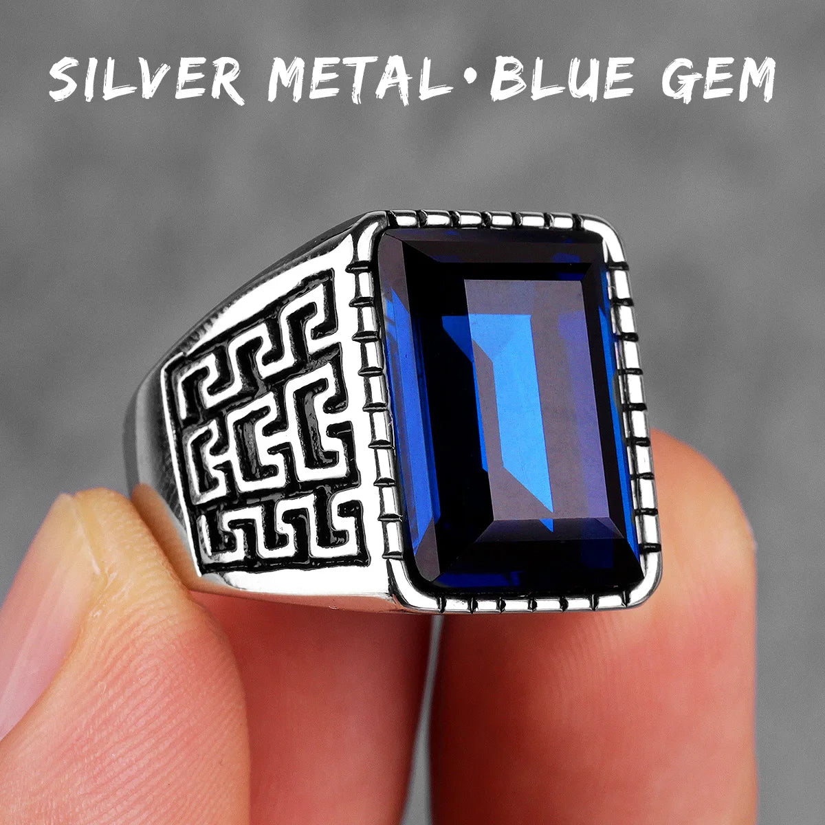 Stainless Steel Mens Rings Gold Silver Color Red Blue Rhinestone Simple Luxury for Male Boy Jewelry Creativity Gift Wholesale