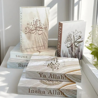 Islamic Ramadan Luxury Fake Book Storage Box Decorative Books Kaaba Mosque Muslims Arch Moroccan Coffee Table Shelf Home Decor