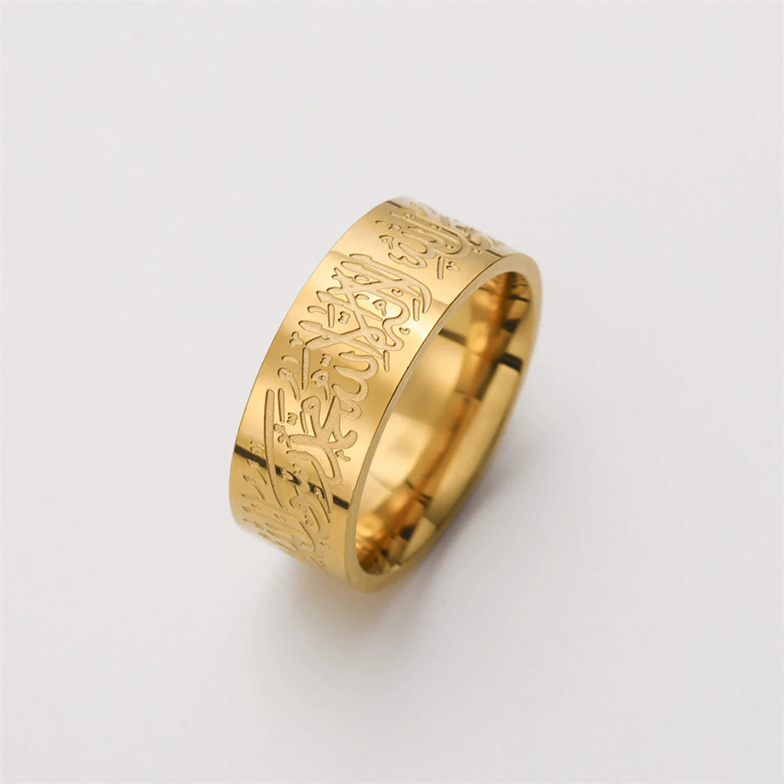 EUEAVAN Muslim Arabic Letter Ring Stainless Steel Islam Allah Prayer Engraved Rings Women Men Religious Amulet Eid Jewelry Gifts