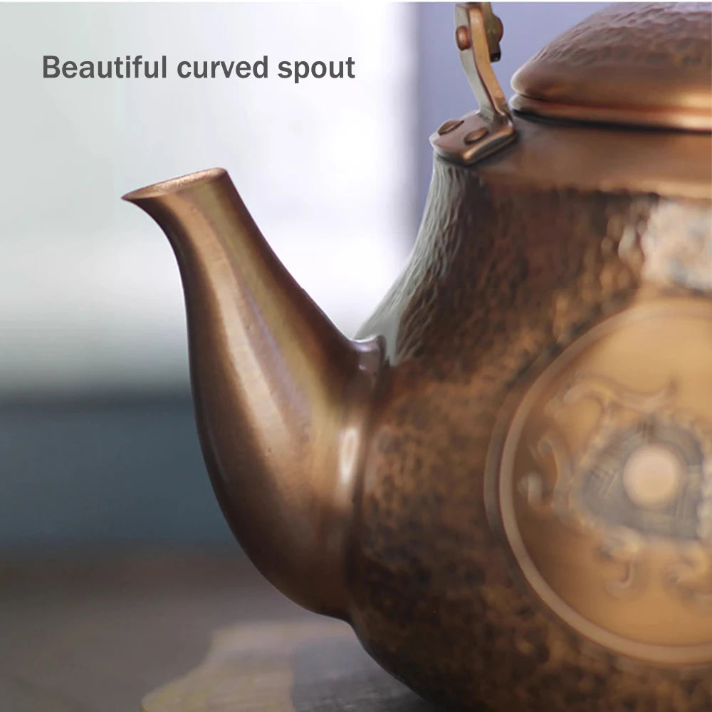 Pear shaped pure copper teapot, Handmade hammered copper teakettle, Home gas boiling tea pot, Kung Fu Health water kettle, 1.5L