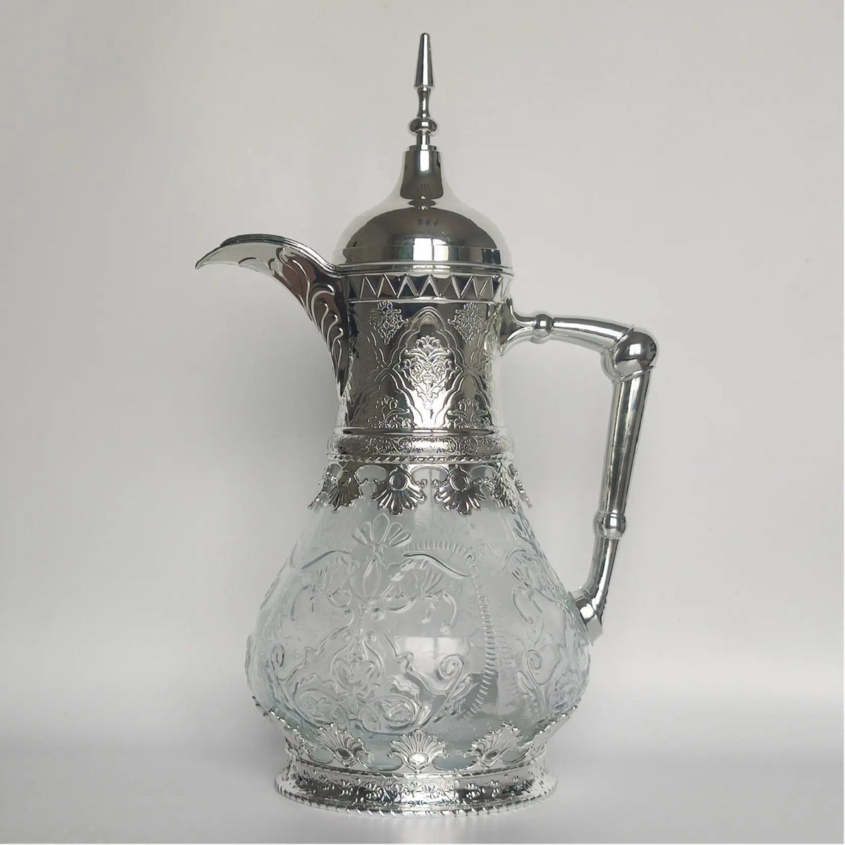Arabic Glass Water Jug 1600ml – Large Capacity Coffee & Tea Pot with Lid