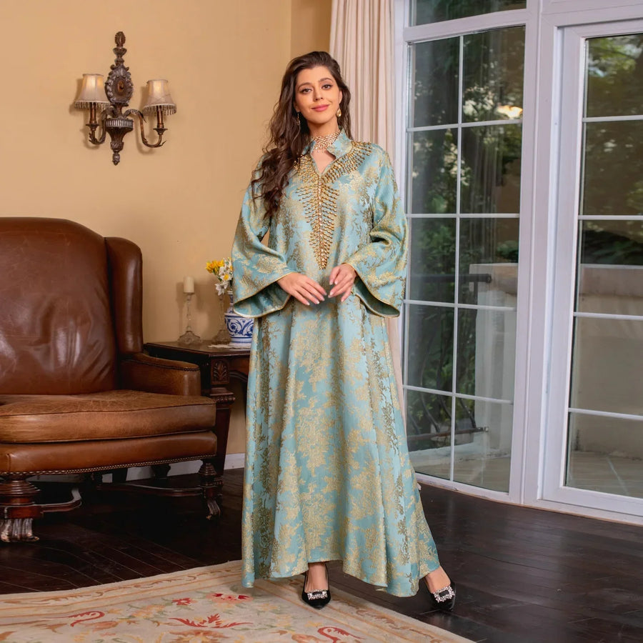 Eid Radiance – Beaded Collar Abaya for the Arab Woman in America