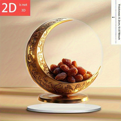 2D Bohemian Style Acrylic 2D Crescent Moon Calendar Islamic Ramadan Decoration Multi-Functional Desktop Ornament