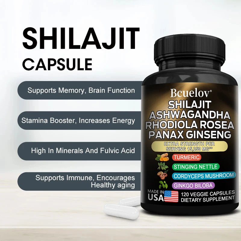 The Himalayan 8-in-1 – Pure Shilajit Capsules with Ashwagandha & Ginseng