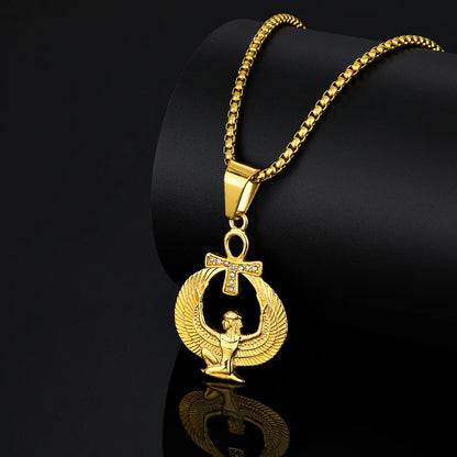 Gold Ankh Cross Pendant – Stainless Steel Key of Life Necklace for Men & Women