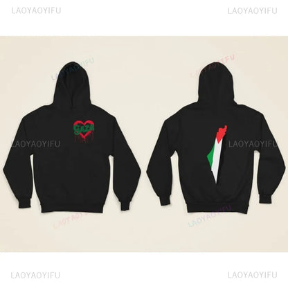 Palestine Hoody A Bleeding Heart and Gaza Map Classic Hoodie Designs Cool Palestine Hoodies Men Women Daily Life Sweatshirts