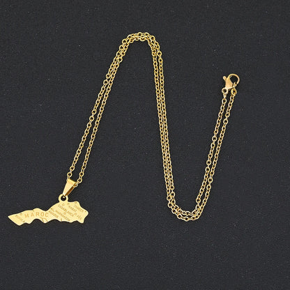 Morocco Map & Cities Pendant – Stainless Steel Necklace, Gold & Silver Color