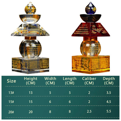 Crystal Prism Glass Laser Buddhism Sutra Scriptures Five-story Stupa Tower Dagoba Sarira Crafts Meditation Healing Decor