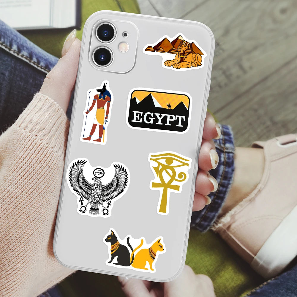 Egyptian Culture Sticker Pack – Pyramids & Pharaohs Waterproof Decals for Scrapbook & Laptop