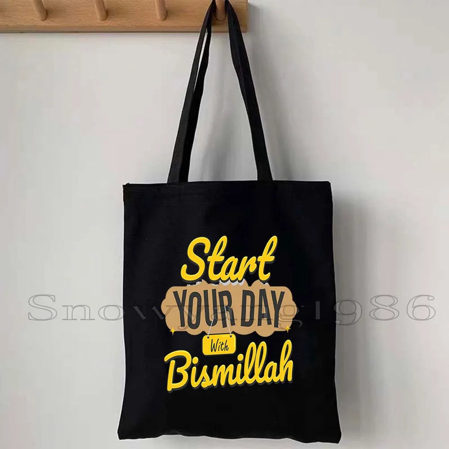 Ya Hussain – Iraqi Flag Bismillah Canvas Shoulder Tote