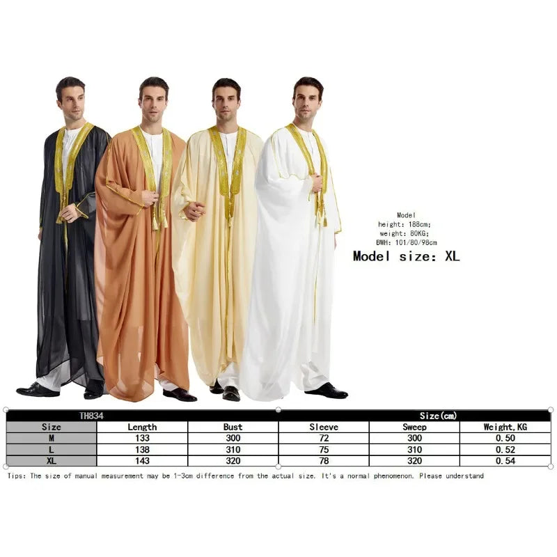 Eid Fitr Open Abaya – Men's Moroccan & Turkish Islamic Prayer Robe