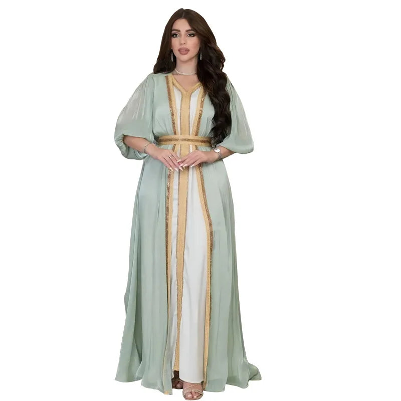 Autumn in Arabia – 2-Piece Button Kaftan Set for the Muslim Woman in America