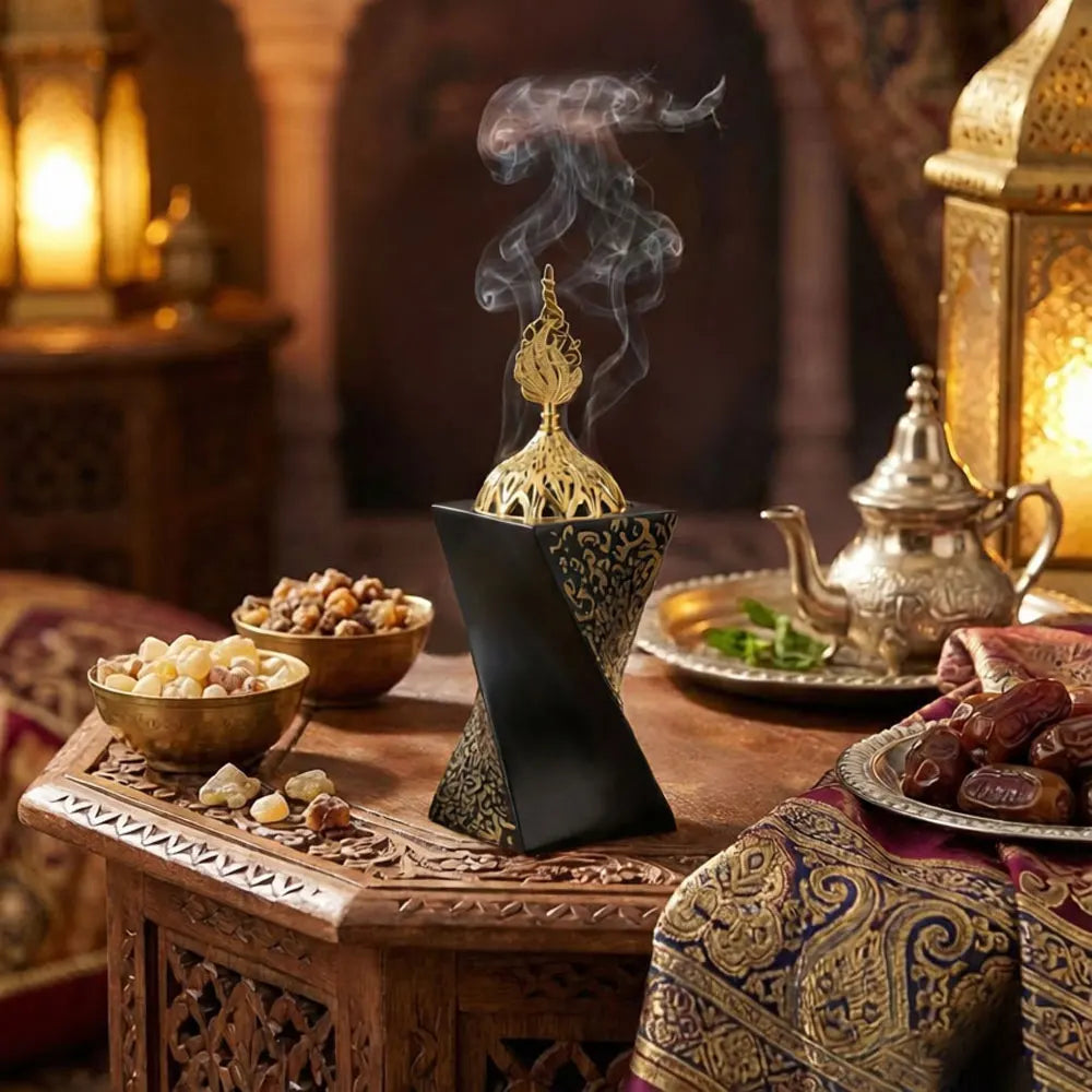 Resin Aromatherapy Stove Luxury Ramadan Decor Rotating Square Craft - Muslim Style Bakhoor Burner & Aromatherapy Diffuser
