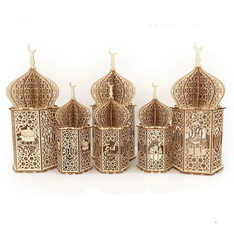 The Wooden Eid Pendant with LED Candlelight – Warmth That Glows with Faith